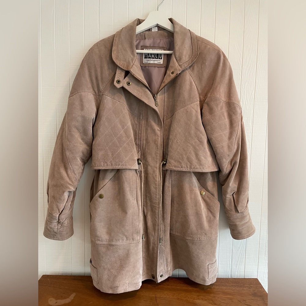 Unique Vintage Real Suede Jacket with Quilted Details (Leather)